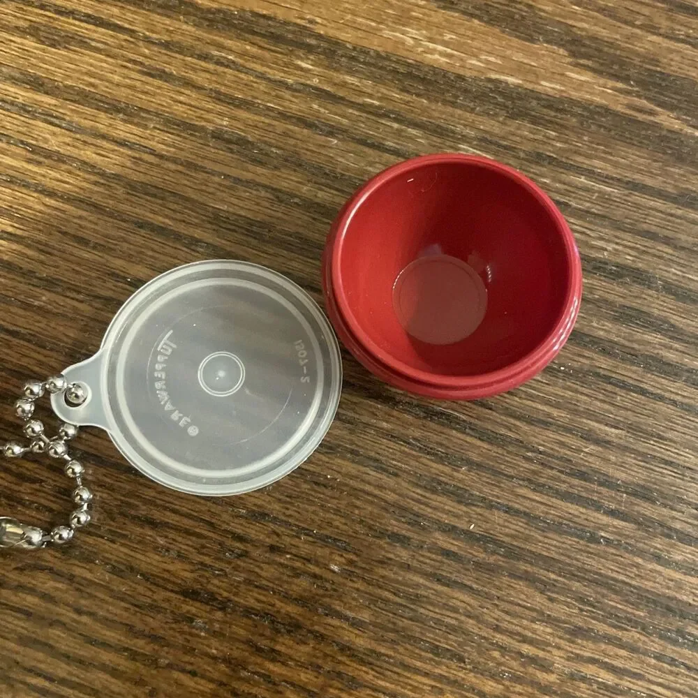 Vintage Tupperware 1306 Red Mini Wonderlier Pill Container Keychain Lid